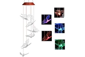 ‎IMAGE IMAGE Solarlampe LED Windspiel Schmetterling Licht Bunte Gartenleuchte mit Farbwechsel Garten Deko für außen Weihnachtsdekoration