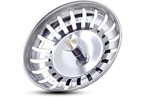 NAVZA Sink Strainer & kitchen sink plug, Stainless Steel Sink Plug Replacement, Hole Diameter 78mm, 80MM, 82MM, 84MM, Thicken for Food/Hair Catch, Pop up Sink Drainer Plug (Silver, 78MM)
