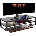 Doowiit Monitor Stand with drawer, 2-Tier Monitor Stand Riser with Phone Holder and Cable Management - Desk TV Shelf, Laptop Printer, Desk Organizer Stand, for Home & Office, Black