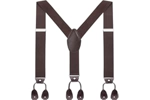 WELROG Uomo Elastica giarrettiere Regolabile Bretelle - Y indietro con bottoni in pelle e Strap by