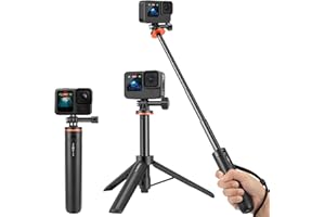 VKESEN Palo Selfie Extensible de 51cm con Tripode Incorporado para GoPro Hero 13/12/11/10/9, dji Osmo Action 5 Pro/4/3, Insta 360 Ace Pro 2 y Otras Cámaras de Acción