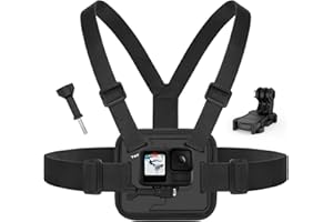 TesRock Harnais de Poitrine Compatible avec All GoPro Caméras, Fixation Chesty pour Go Pro DJI Osmo AKASO Caméras d'action Accessoire, Confort et Stabilité - Noir