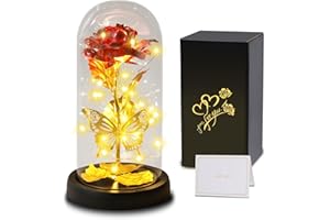 Touloube Geschenke für Frauen, Infinity Rosen im Glas, Rose im Glas, Die Schöne und das Biest Rose Sparkly Galaxy Rose Blume Geschenk, Schöne Geschenke für Mama, Oma, Frauen, Freundin, Geburtstag