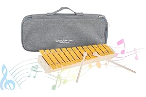 Classic Cantabile GS-13 Glockenspiel - Kleines Alt-Glockenspiel für Kinder - 13 Töne in C-Dur - Holzrahmen - Inkl. EIN Paar Holz-Schlägel - Orange