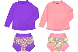 BIG ELEPHANT Rashguard zestaw 2 pieluszek do pływania dla niemowląt, kostium kąpielowy z długim rękawem, UPF 50+, ochrona przed promieniowaniem UV