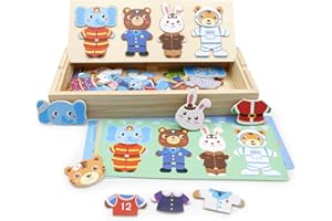 GOVVAY Wooden Puzzles For Kids, Animal Wooden Dress Up Puzzles For Children Age 4 5 6 7 8 Years Old, Learning Kids Toys for Girls Boys Birthday, Christmas, Easter and Children's Day Gift