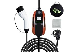 LEISHENG ENERGY Portatile Cavo Ricarica Auto Elettrica Tipo 2, 5M Caricatore EV 3.5kw, Stazione di Ricarica EV(Arancione)