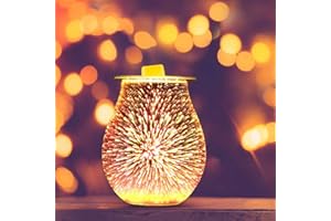 ‎OURLEEME Duftlampen Elektrisch, 3D Feuerwerk Aromatherapie Diffusor Ölbrenner aus Glas für Wachs, Schmelzbrenner Wärmer Lampe Touch Steuerung Nachtlicht Aroma Lamper für Home Office Schlafzimmer Geschenke