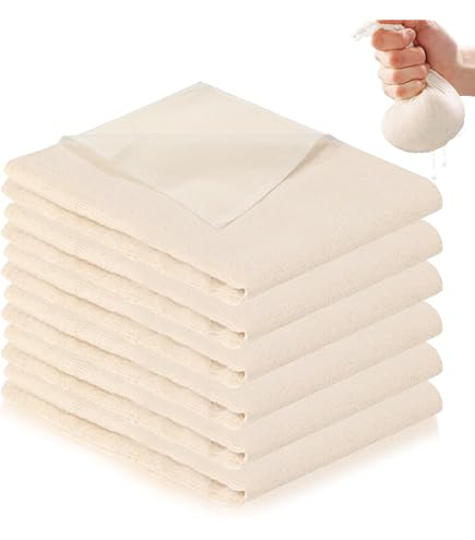 Elcoho Panni In Mussola Di Cotone - Confezione Da 4, 50x50cm, Per Filtrare Vino, Birra, Cucina A Vapore - Foto 4