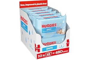 Huggies Pure Plastic Free Baby Wipes, Pack of 10