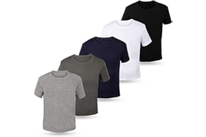 LOREZA ® 5 Bambini Ragazzi Ragazze Maglietta Canottiere Intima a Maniche Corte 100% Cotone a Coste Fini Unisex