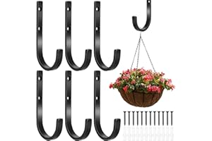 QJKEJI 6 Pcs Gancho Pared de Garaje, Ganchos Para Colgar, Gancho Bicicleta Pareden J, Soporte Colgadores de Pared Resistentes para Herramientas de Jardín Eléctricas Escaleras(Negro)