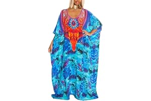 Bsubseach Mujer Casual Playa Kaftan Vestido Manga Corta Loungewear Caftan Traje de baño Cubrir