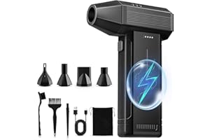 GARAID Soplador de Aire Potente con Luz LED, 6000 mAh 3 Velocidades 150000 RPM Soplador de Aire Comprimido Limpieza PC, Aire Comprimido Eléctrico Portátil Air Duster para Laptop, Coches, Sofás