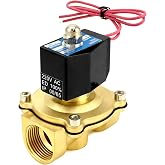 QWORK&reg; Solenoid Valve 220V, 1''G, Brass, for Water Air Diesel, DN25