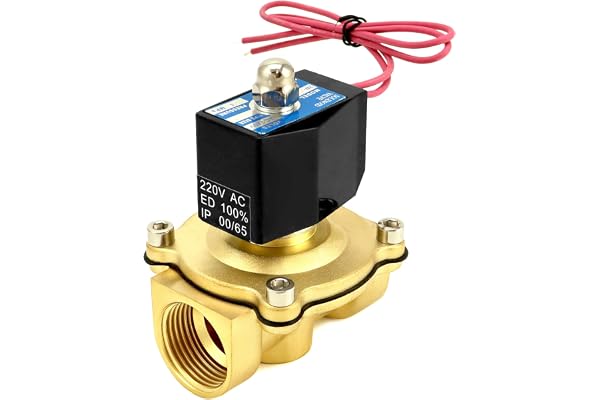 QWORK® Electrovanne 220V, 1''G, laiton, pour gazole eau air, DN25