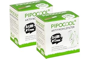 YAOVIZ PipoCool 2x 50er Packung Aktivkohlefilter S-LIM ø 7,7mm bis zu 3x wiederverwendbar inkl. Zigaretten-Adapter
