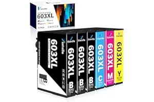 Vintella 603XL Ink Cartridges Multipack Replacement for Epson 603 Ink Cartridges Multipack for Expression Home XP-3100 XP-4100 XP-2100 XP-2105 XP-3105 Workforce WF-2810 WF-2830 WF-2835 WF-2850 (6Pack)