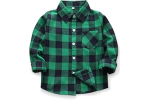 Aeslech Men & Little Big Boys' Button Down Plaid Flannel Shirt Father Son Matching Shirt