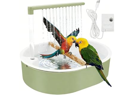 Gatphy Fågelbad, 32 x 26 cm, för parakiter, polypropylen, grön, fräsch stil, automatisk cirkulation - Amazon Deal & Rabatt