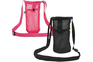 Accfore Confezione da 2 portabottiglie portatile, con tracolla regolabile per bottiglia d'acqua, per sport, escursionismo, campeggio (nero+rosa) (nero+rosa)