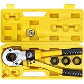 QWORK&reg; Pipe Crimping Pliers, 100 kN Pipe Crimper, Compatible with TH16, TH20, TH26, TH32, for Aluminium-Plastic Tubes and PEX