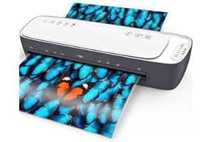 Qfun Plastifieuse A3, Machine à Plastifier avec 12 Pochettes Plastification pour A3 A4 A5 A6, 9 in 1 Thermique et Froid Plastifieuse avec Papier Massicot et Arrondisseur pour Bureau École Famille