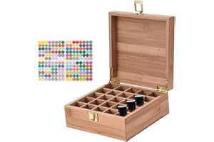 BrilliantDay Essentiel Pétrole en Bois Espace de Rangement Boîte Cas, 25 Compartiment Magasins Essentiel Huiles Bouteilles, Clou polonais ou Rouges à lèvres