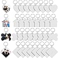 Excefore Sublimation Keychain Blanks Bulk, 36 Pcs DIY MDF Blank Keychain with Key Ring, 4 Shape Sublimation Blank Keychain, Double-Sided Printed Heat Transfer Keychain
