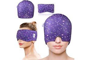 ‎MY NOVEL THINGS my novel things 2 Stück Migräne Maske und Augenmaske Kühlend, Migräne Kühlmaske, Migraine Relief Cap, Kopfschmerzen Kühlmaske, 360° Gel Surround Kühlpads zur Linderung von Migräne Kopfschmerzen, Druck