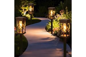 ‎LOTMOS Lotmos 4 Stück Solarlampen für Außen Garten, IP65 Wasserdicht Solarleuchten Garten Winterfest, Vintage LED Gartenleuchten Auto Ein/Aus Gartenlampen für Draußen Weg Terrasse Pfad Rasen Balkon, Warmweiß