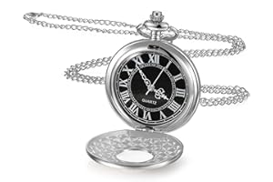 Yaomiao Halloween Vintage Taschenuhr für Herren Glatt Quarz Taschenuhr mit Kette Antik Kettenuhr mit Römisch Ziffern für Papa Damen Weihnachten Geburtstag