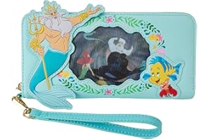 LOUNGEFLY The Little Mermaid Ariel Princess Lenticular Zip Around Wallet, Teal, One Size
