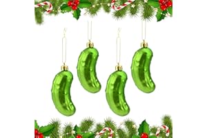 AOOGON Cucumber Garnish 4 Pezzi Cetriolo di Natale, Cetriolo Decorato a Mano, Ciondoli Cetriolo Natalizi per Decorazioni Albero Natale