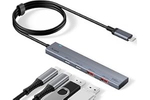 Aceele HUB USB C 3.2 Gen 2 con 2 Puertos USB-A y 2 Puertos USB-C de Datos, Concentrador USB de Aluminio con Cable de 100 cm para Computadora Portátil, PC de Escritorio, Xbox y Mac y más