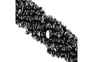 OUUBUUY 260pcs Natural Black Tourmaline Crystal Beads Chips 5mm to 8mm Irregular Gemstone Beads with Holes DIY for Bracelet Necklace Earrings Jewellery Making Craft 32 inch