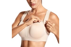 DELIMIRA Biustonosz Sportowy O Wysokim Wpływie Z Przodu Regulowane Ramiączka Fiszbiny Biustonosz W Dużych Rozmiarach Z Pełną Figurą