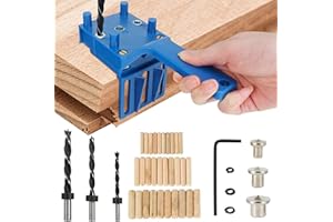 Yamvisa Dowel Jig Kit 41PCS Woodworking Dowel Jig Kit 6/8/10mm Handheld Drill Guide Bit Tools Professional Doweling Hole Saw Tools Metal Sleeve Wood Drilling Set