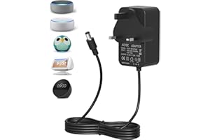Binamao 12V 1.25A 15W Power Supply Charger Compatible with Echo Dot (3rd/4th/5th Gen) Echo Dot with 3/4 Gen Echo Dot Kids Edition 3/4 Gen Echo Show 5 (1/2Gen) Echo Spot Fire TV Cube, 1.5M Cord - Black