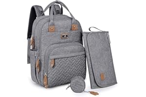 Dikaslon Borsa Zaino Fasciatoio, Zainetto Fasciatoio Grande Multifunzione Borsa Bebè con Fasciatoio Portatile, Porta Ciuccio e Cinturini per Passeggino, per Mamma e Papà