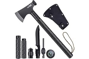 GOLDEN BIRD El Hacha de pájaro Dorado sobrevive 9 en 1, el Traje de Hacha de Supervivencia de Campamento, la Herramienta Multiuso de Hacha de Campamento Afilada con Tubo hammershade, la brújula