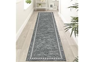 Homcomodar Runner Rug for Entryway 65x240cm Extra Long Hallway Runners Non Slip Washable Floor Carpet Runners for Hallways Bedroom Laundry Room Kitchen Room(Grey)