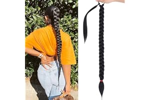 Leeven Ponytail Hair Extensions 34 cali DIY Braid Ponytail Hair Piece z naturalnym owinięciem wokół syntetycznego przedłużenia kucyka z krawatem do włosów 1B