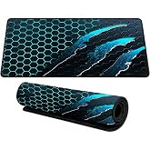 McStorey 90x40 cm Mouse Pad, Turkuaz Pen&ccedil;e Hexagon Desenli B&uuml;y&uuml;k Mouse Pad, Kaymaz Kau&ccedil;uk Tabanlı, Dikişli Kenarlı 3 mm Klavy