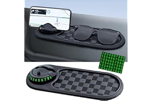 AUNGKWANG Tapis Antidérapant Multifonction pour Voiture, Tapis Voiture Antidérapant Support Téléphone Portable, Rotatif à 360° Antidérapants avec Numéro de Stationnement, pour Décoration de Voitures