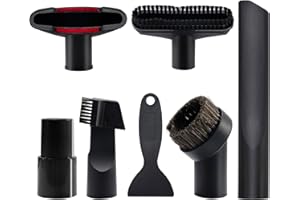 SUPERWSLING 7 Pièces Embout Aspirateur Universel 32-35mm, Contient Suceur Aspirateur, Brosse Voiture, Brosse Canapé, Accessoire Compatible Kärcher, Bosch, Miele, Idéal Poils d'Animaux et Nettoyage Auto
