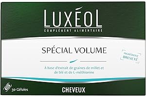 LUXÉOL - Spécial Volume - Complément Alimentaire - Volume & Brillance - Blé, Millet & L-Méthionine - Tous Types De Cheveux - Programme Cheveux 15 Jours - 30 Capsules