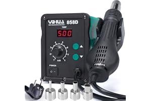 YIHUA 858D Hot Air Rework Station 700W för SMD-lödning och avlödning med justerbar temperatur, justerbar luftvolym, PID-tempe