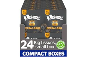 Kleenex Extra Large Soft Facial Tissues, 24 Compact Tissue Boxes, 1056 Tissues (24 boxes) - 100% Recyclable Packaging