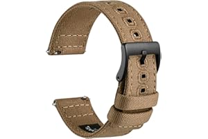 WOCCI Paski do zegarków, wykonane z tkaniny płóciennej, z szybkim systemem wymiany, kompatybilne z szerokościami mocowania zegarka 18, 19, 20, 22, 24 mm